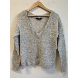 SABA Women’s Sweater Mohair/Wool Pullover V-Neck Luxury Blend Grey Size Small